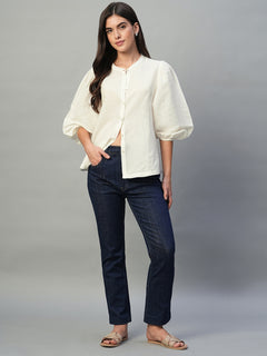 Women’s Linen Cotton Regular Fit Blouse White