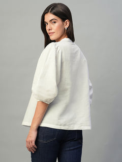 Women’s Linen Cotton Regular Fit Blouse White