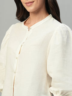 Women’s Linen Cotton Regular Fit Blouse White