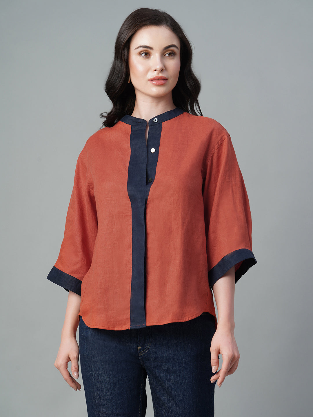 Women's Amber 100% Linen Regular Fit Blouse