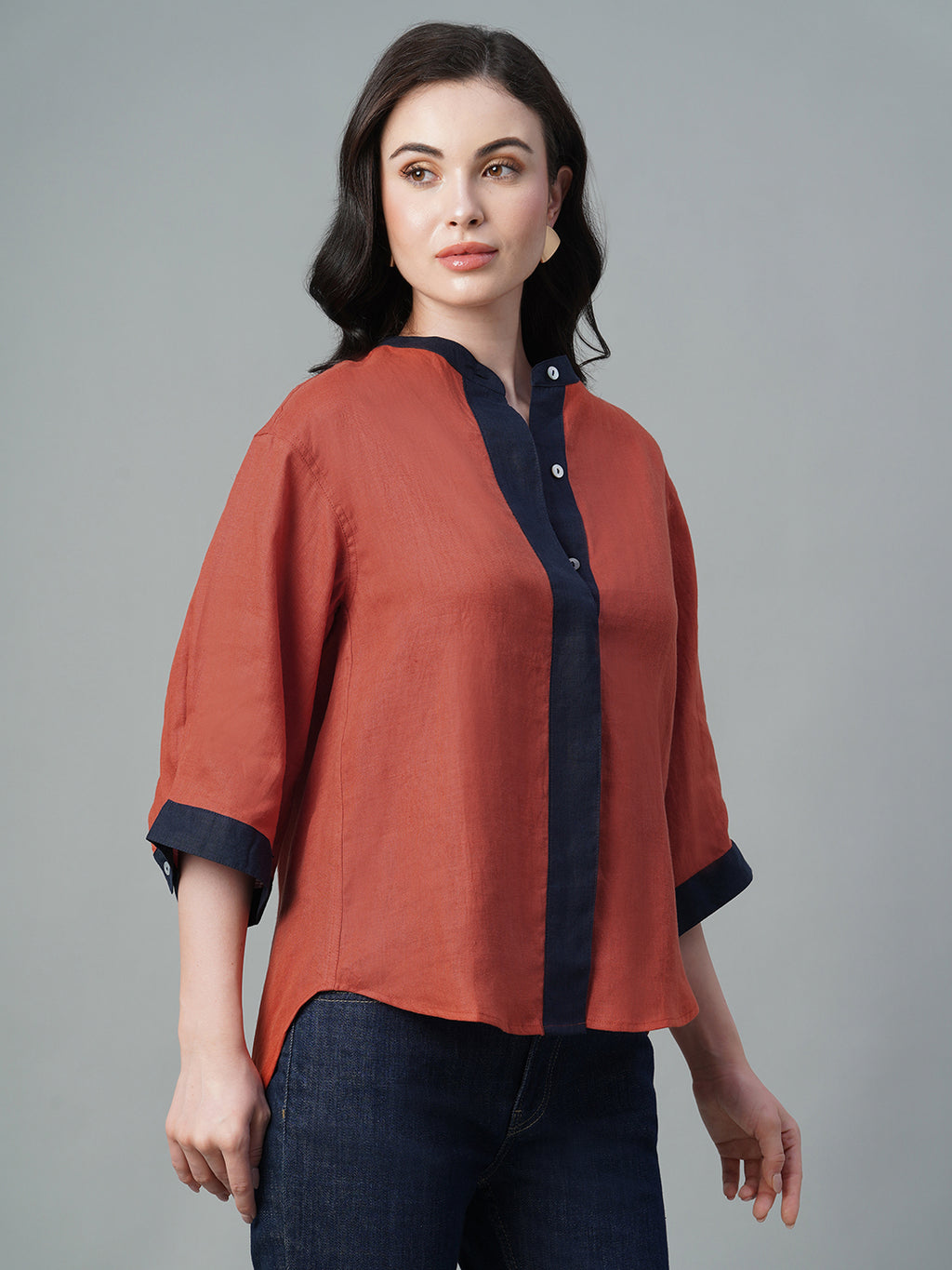 Women's Amber 100% Linen Regular Fit Blouse