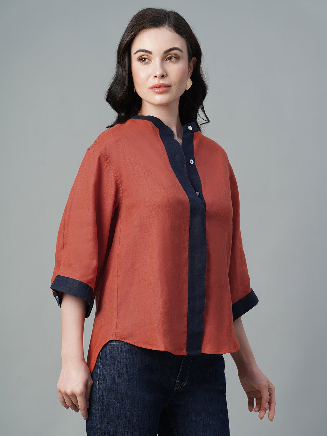 Women's Amber 100% Linen Regular Fit Blouse