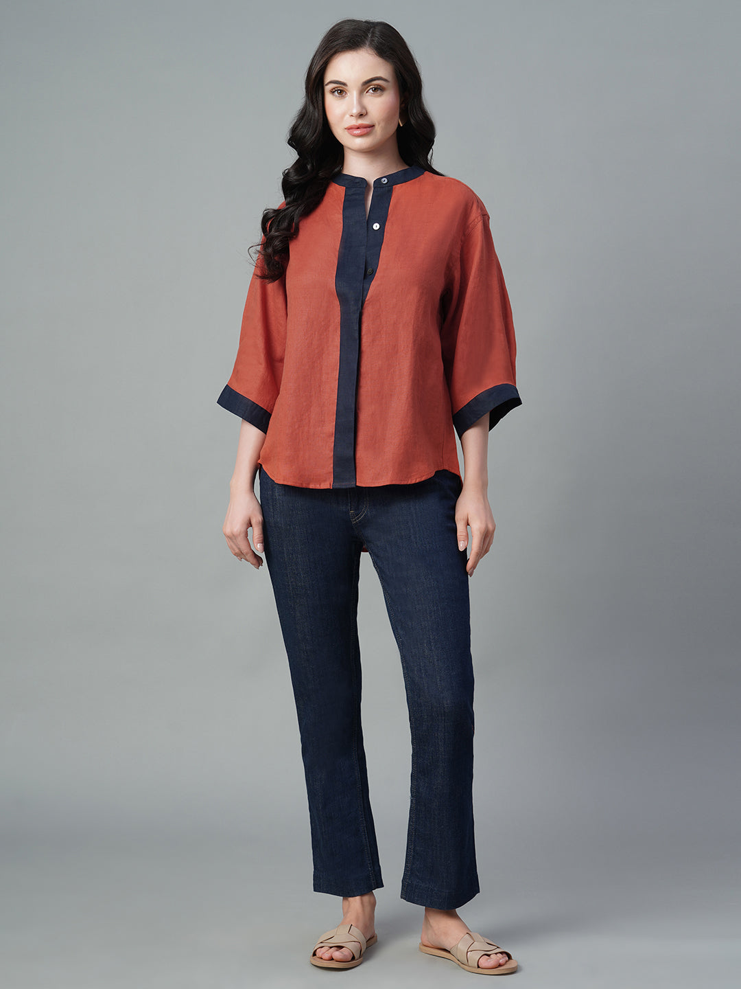 Women's Amber 100% Linen Regular Fit Blouse