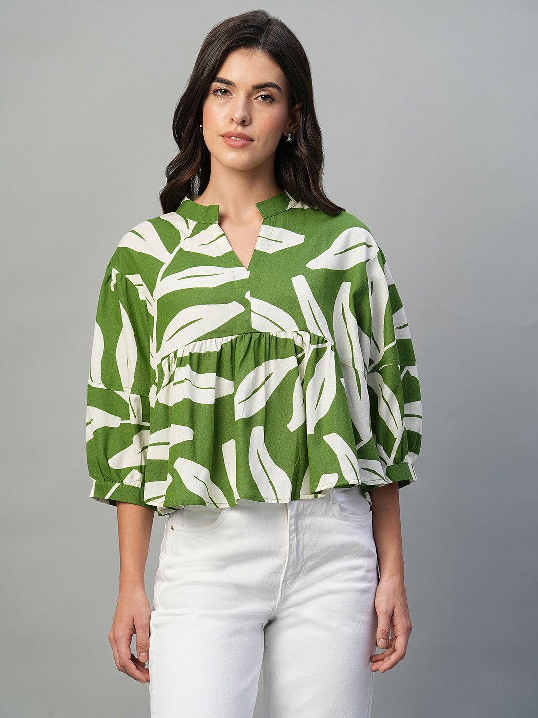 Women's Green Viscose Regular Fit Blouse