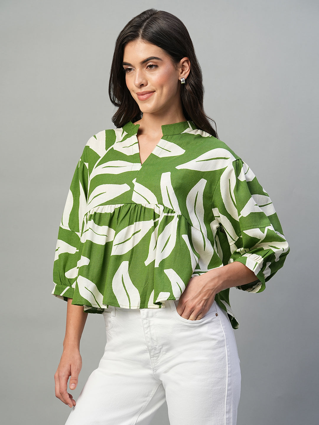 Women's Green Viscose Regular Fit Blouse