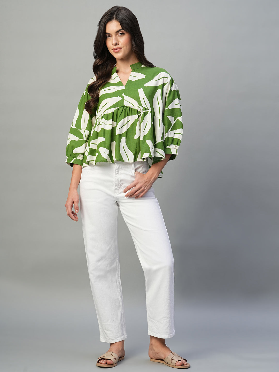 Women's Green Viscose Regular Fit Blouse