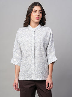 Women’s Linen Viscose Regular Fit Blouse White
