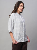 Women's White Linen Viscose Regular Fit Blouse