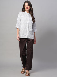 Women’s Linen Viscose Regular Fit Blouse White