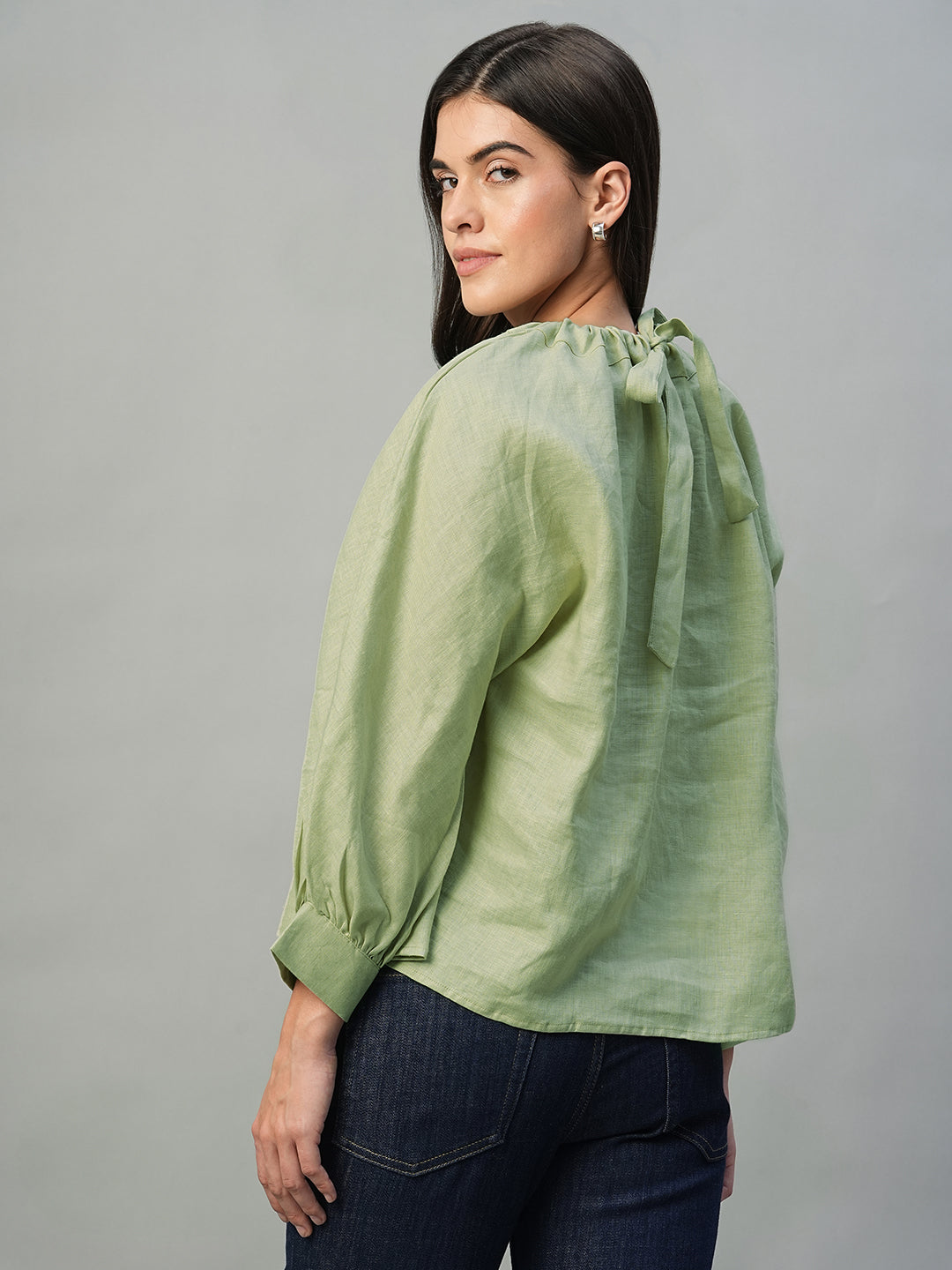 Women's Sage 100% Linen Regular Fit Blouse