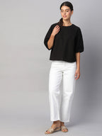 Women's Black 100% Cotton Regular Fit Blouse