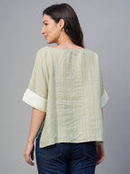 Women's Natural 100% Linen Boxy Fit Blouse