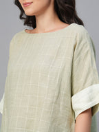 Women's Natural 100% Linen Boxy Fit Blouse