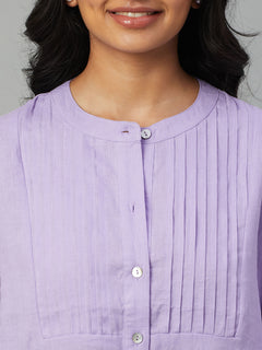 Women's 100% Linen Longline Blouse Lilac