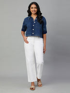 Women's Indigo 100% Cotton Regular Fit Blouse