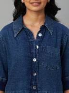 Women's Indigo 100% Cotton Regular Fit Blouse