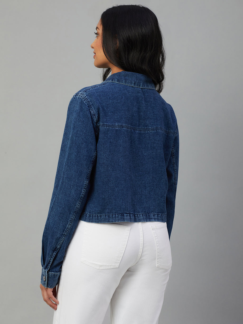 Women's Indigo 100% Cotton Regular Fit Blouse