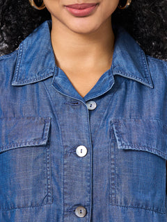 Women’s Tencel Regular Fit Sleeveless Blouse Denim