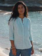 Women's Sky 100% Linen Regular Fit Blouse