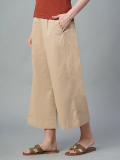 Women’s Cotton Lycra Regular Fit Culotte Khaki