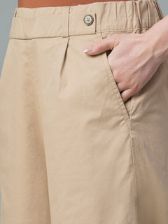 Women’s Cotton Lycra Regular Fit Culotte Khaki