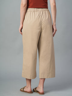 Women’s Cotton Lycra Regular Fit Culotte Khaki