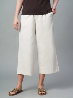 Women’s Cotton Lycra Regular Fit Culotte Natural