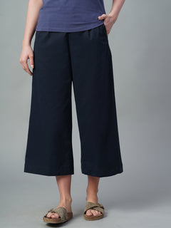 Women’s Cotton Lycra Regular Fit Culotte Navy
