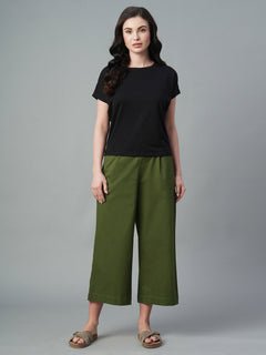 Women’s Cotton Lycra Regular Fit Culotte Olive
