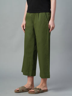 Women’s Cotton Lycra Regular Fit Culotte Olive