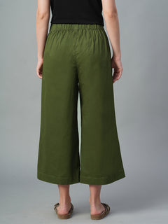 Women’s Cotton Lycra Regular Fit Culotte Olive