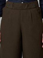 Women's Linen Viscose Regular Fit Culotte Brown