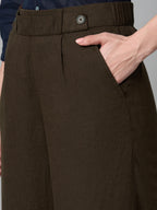 Women's Linen Viscose Regular Fit Culotte Brown