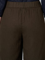 Women's Linen Viscose Regular Fit Culotte Brown