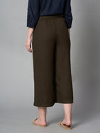 Women's Linen Viscose Regular Fit Culotte Brown