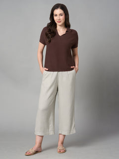 Women’s Linen Viscose Regular Fit Culotte Sand