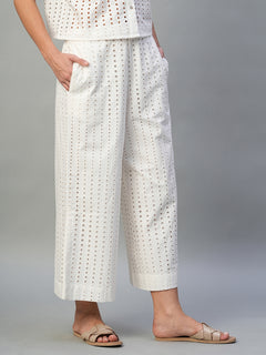 Women’s Cotton Regular Fit Eyelet Culotte White