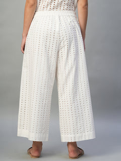 Women’s Cotton Regular Fit Eyelet Culotte White