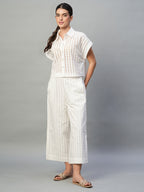 Women's White 100% Cotton Regular Fit Culotte