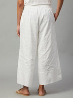 Women's White 100% Cotton Regular Fit Culotte