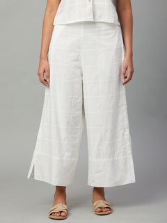 Women’s Cotton Regular Fit Cropped Culotte White