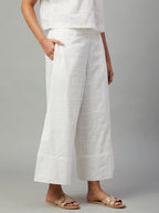 Women's White 100% Cotton Regular Fit Culotte