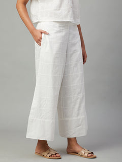 Women’s Cotton Regular Fit Cropped Culotte White