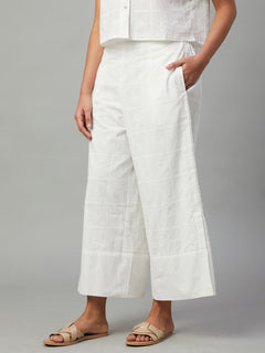 Women’s Cotton Regular Fit Cropped Culotte White