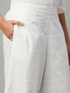 Women’s Cotton Regular Fit Cropped Culotte White