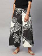 Women's White/Black 100% Cotton Regular Fit Culotte