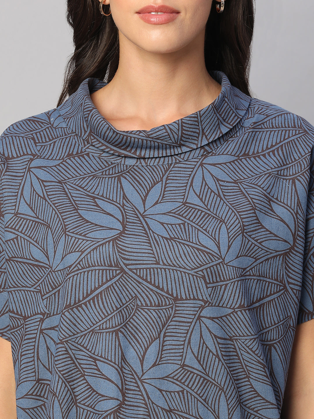 Women's Blue Cotton Flax Regular Fit Dress