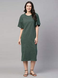 Women’s Cotton Loose Fit Dress Green