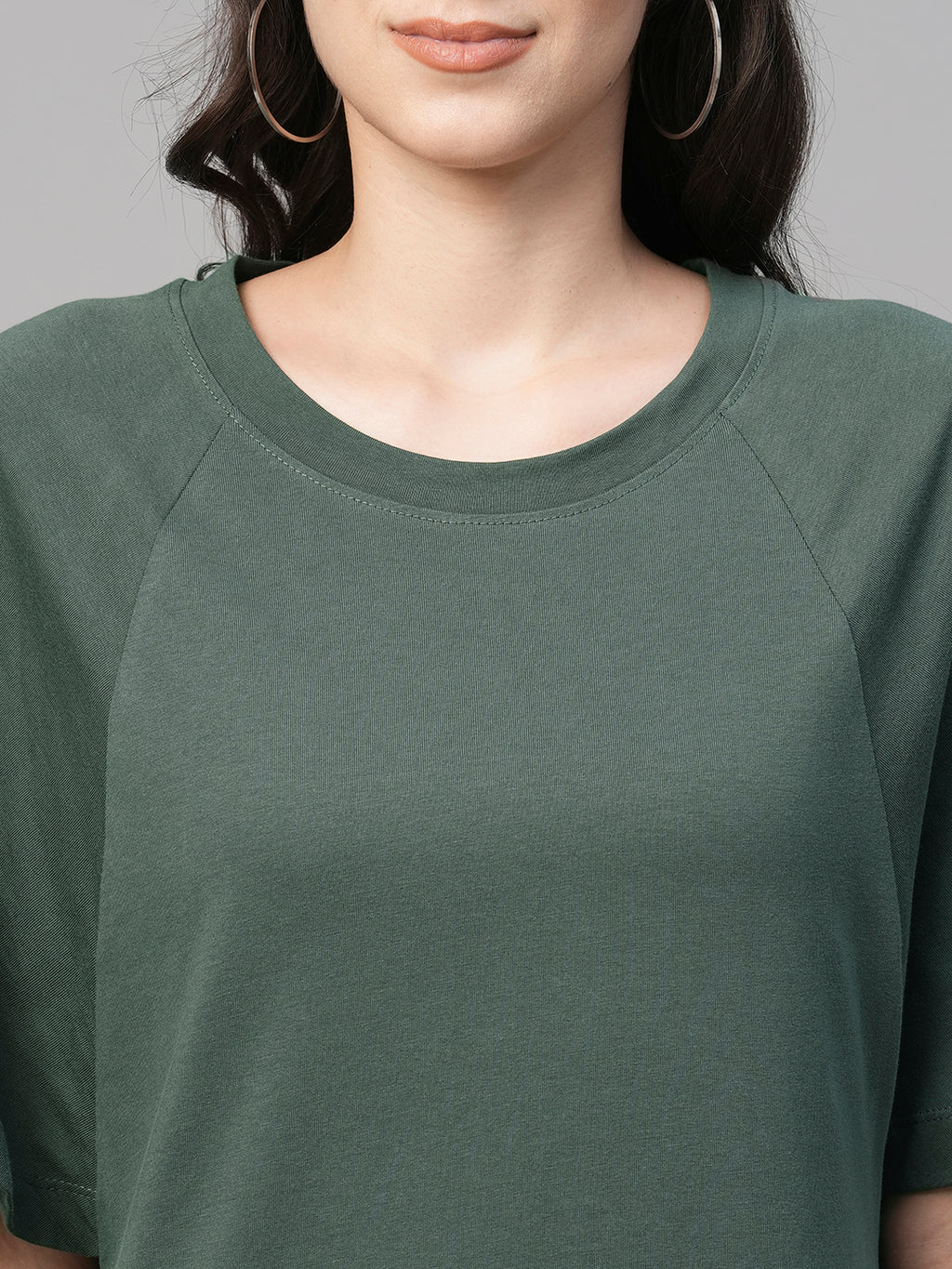 Women's Cotton Loose Fit Knit Dress Green