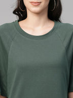 Women's Cotton Loose Fit Knit Dress Green
